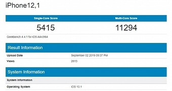 Geekbench benchmark for 2019 iPhone XR