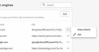 The option to remove the default search engines is gone