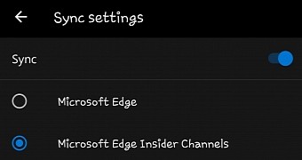 New sync option in Microsoft Edge for Android