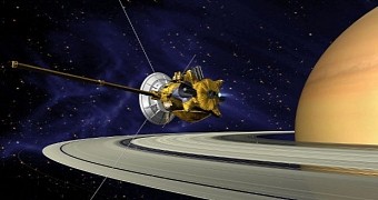 Artist's rendering of NASA's Cassini probe at Saturn
