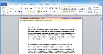 Word document including the malicious OLE object at the top