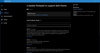 Dark-Themed Notepad Request Getting Votes, Still No Response from Microsoft