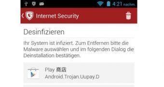 Spyware on N9500 Android detected as Android.Trojan.Uupay.D