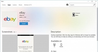 eBay no longer supports Windows Phone