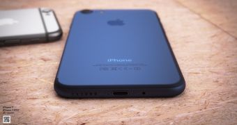 iPhone 7 mock-up in dark blue