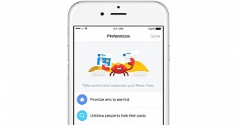 Updated Facebook news feed preferences for iOS app