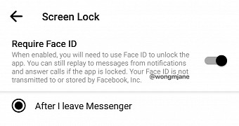 "Face ID" settings in Messenger app