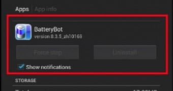 Fake BatteryBot Pro resilient to uninstall action