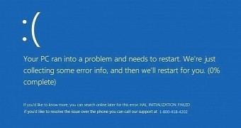The fake BSOD that users are getting after installing the malicious package