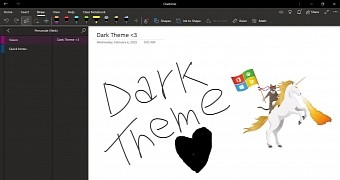 Dark theme being tested in OneNote