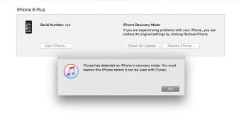 Restoring iPhone in recovery mode