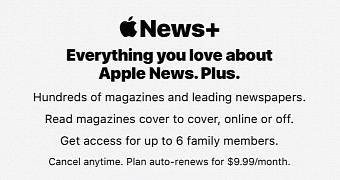 The Apple News subscription screen