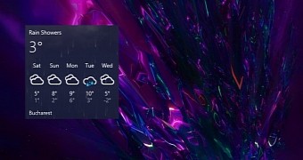 The Weather live tile on the desktop
