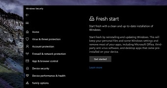 Fresh start option in Windows 10 version 1909
