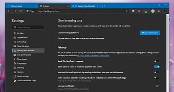 Privacy settings in Microsoft Edge