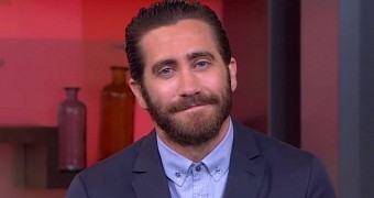 Jake Gyllenhaal smiles awkwardly on Good Morning America, on appearance to promote “Southpaw”
