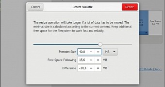 GNOME Disks resize volume feature