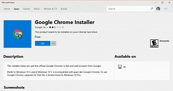 Google Chrome installer in Microsoft Store
