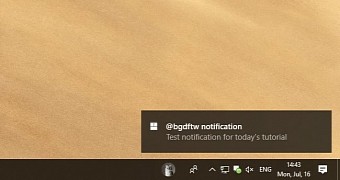 Toast notification in Windows 10