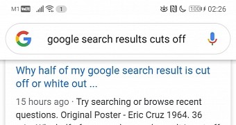 Broken Google search results page on Android