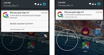 Android notifications for Google account sign-ins