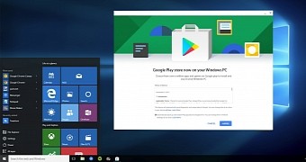 Concept imagining the Google Play Store on Windows 10