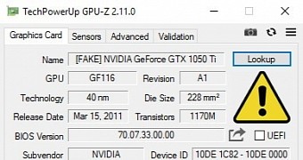 Fake NVIDIA card alert in GPU-Z