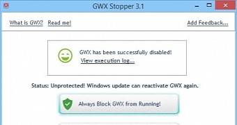 GWX Stopper features a clean and very intuitive UI