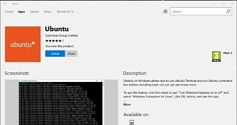 Ubuntu app on Windows 10 Store