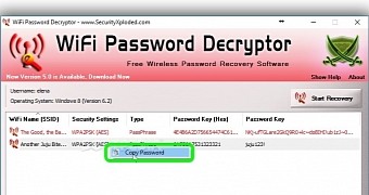 Once WiFi Password Decryptor is launched, click the Start Recovery button to scan your PC for saved wifi passwords