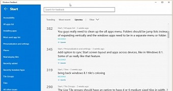 Windows 10 suggestions in the Feedback app