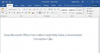 Calibri in Microsoft Office 2016