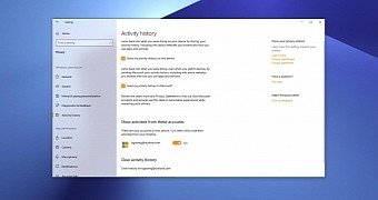 Activity History settings in Windows 10