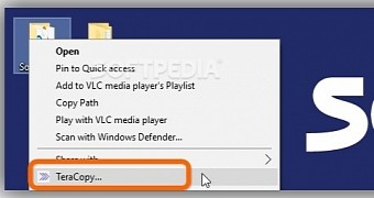 Right-click any selected files or folders to select TeraCopy