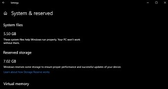 Reserved storage in Windows 10
