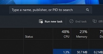 Task Manager search feature