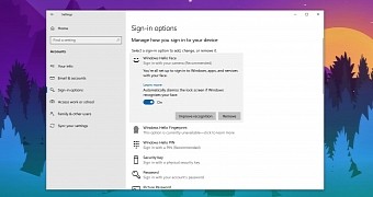 Windows Hello settings in Windows 10 version 2004