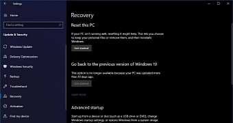 Recovery options in Windows 10