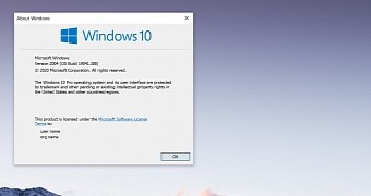 The most recent Windows 10 version 2004 build