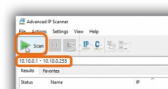 Set the local IP addresses to scan using Advanced IP Scanner