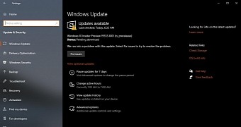 Windows Update error when downloading new preview build