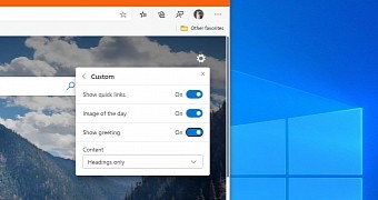 Microsoft Edge New Tab Page options (current version)