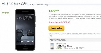 HTC One A9 Goes on Pre-Order in the UK, Outrageously Priced at £450