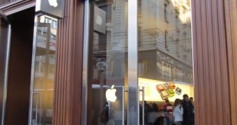 The entrance to the Apple Store, Geneva (Switzerland)