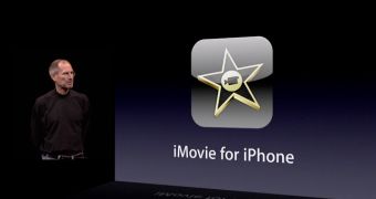 Apple CEO, Steve Jobs introduces iMovie for iPhone during the June 7 WWDC10 keynote address