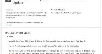 Screenshot of Apple's HT5278 KB article