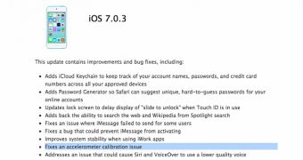 iOS 7.0.3 release notes