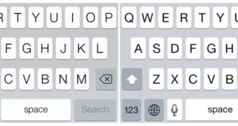 iOS 7 (left) and iOS 7.1 keyboard styles