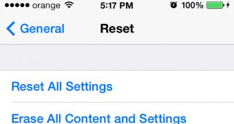 iOS 7 Reset section