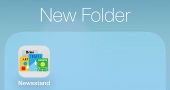Newsstand in a folder on iOS 7